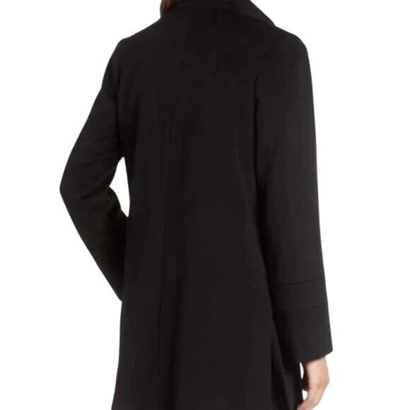 Fleurette Loro Piana Placket Front Wool Car Coat Womens Size 4P Funnel Neck Blk - Picture 2 of 14